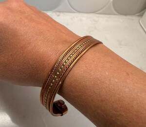 Vintage Copper and Brass Braided Cuff Bracelet with Magnetic Clasp